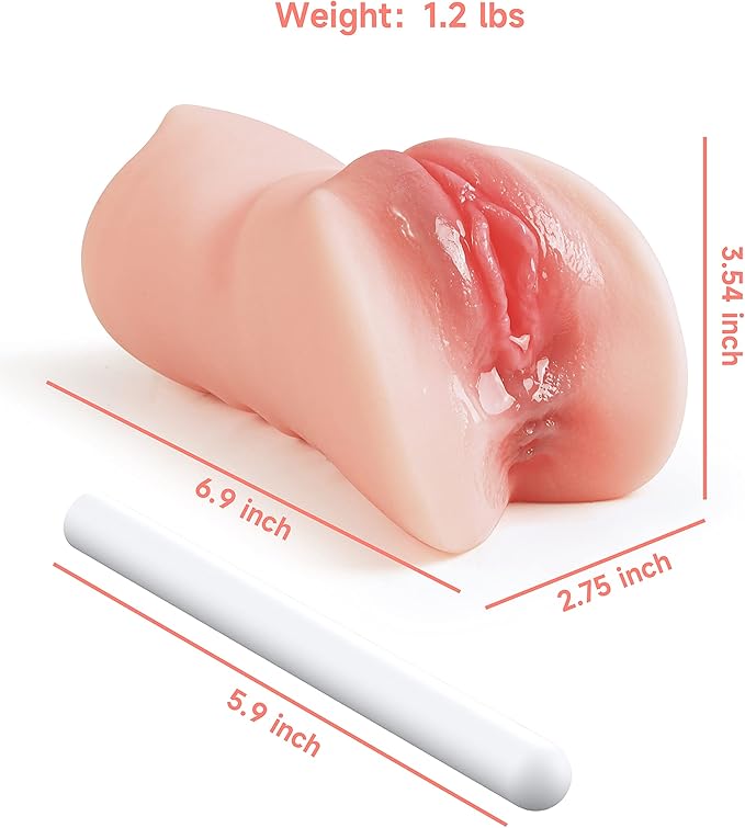 Ultimate 3-in-1 Male Masturbator: Realistic Pocket Pussy with Drying Stick & Waterproof Storage Bag - Double-Ended Mouth, Textured Vagina & Tight Anus (Flesh) - Image 4