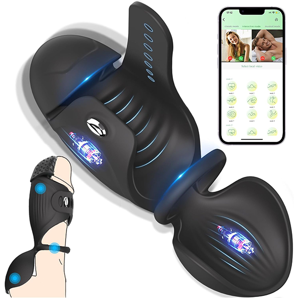 10-Mode App-Controlled Male Vibrator with Adjustable Cock Ring