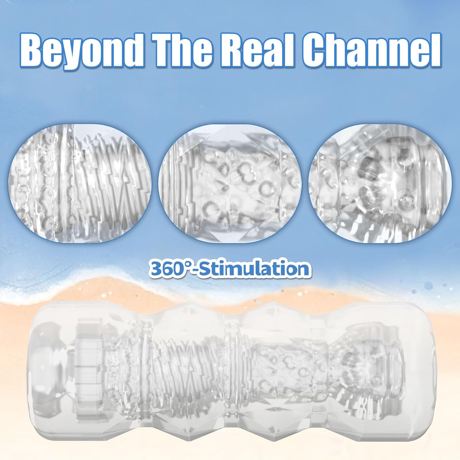 Compact Transparent Male Stroker with 3D Textured Stimulation - Image 2