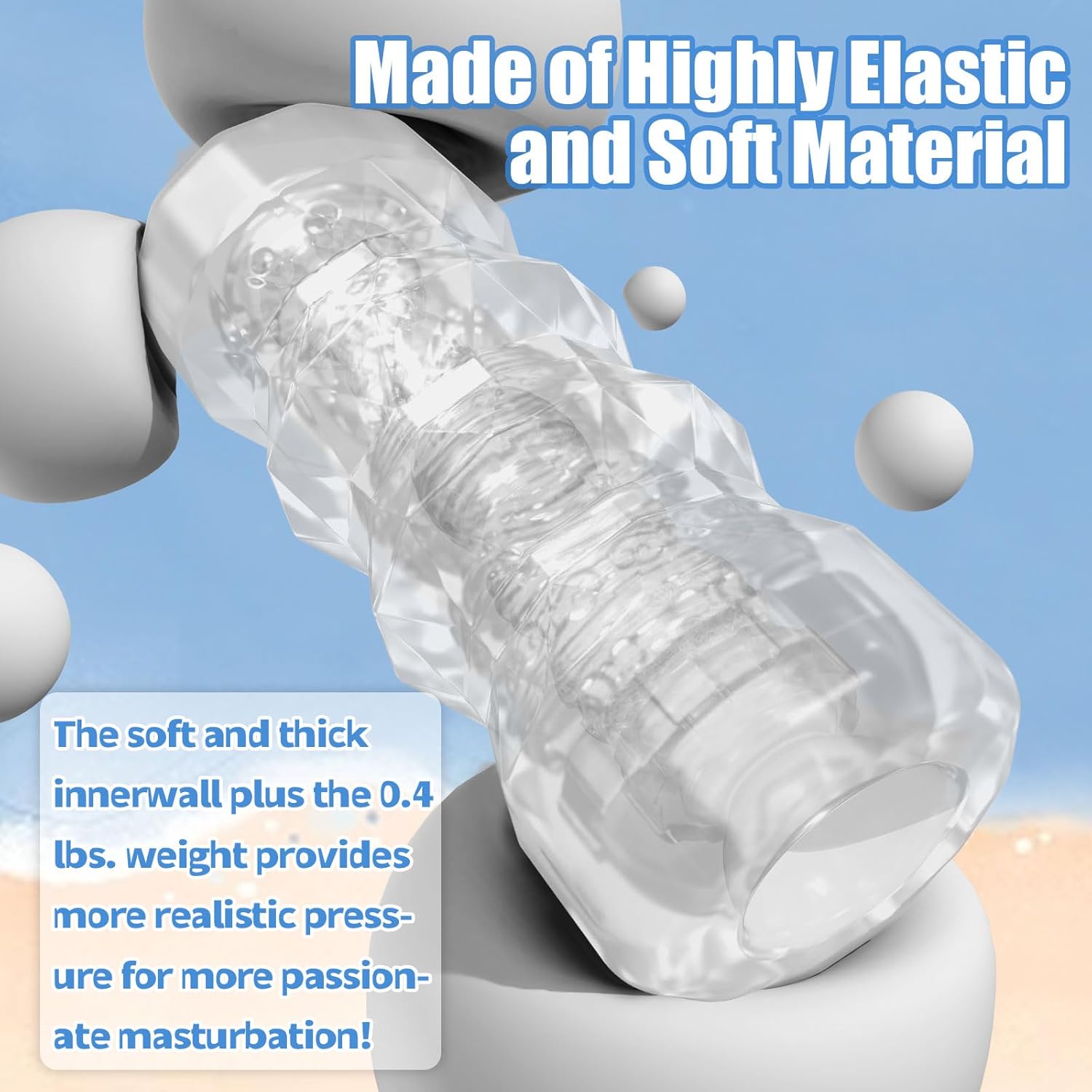Compact Transparent Male Stroker with 3D Textured Stimulation - Image 4