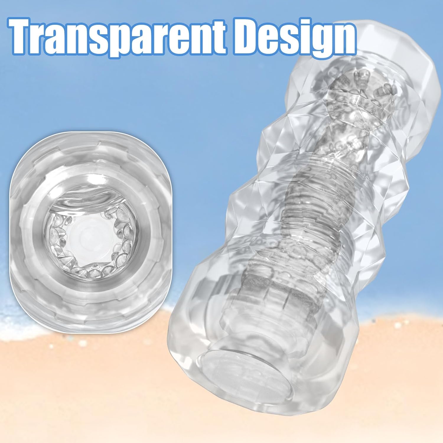Compact Transparent Male Stroker with 3D Textured Stimulation - Image 5