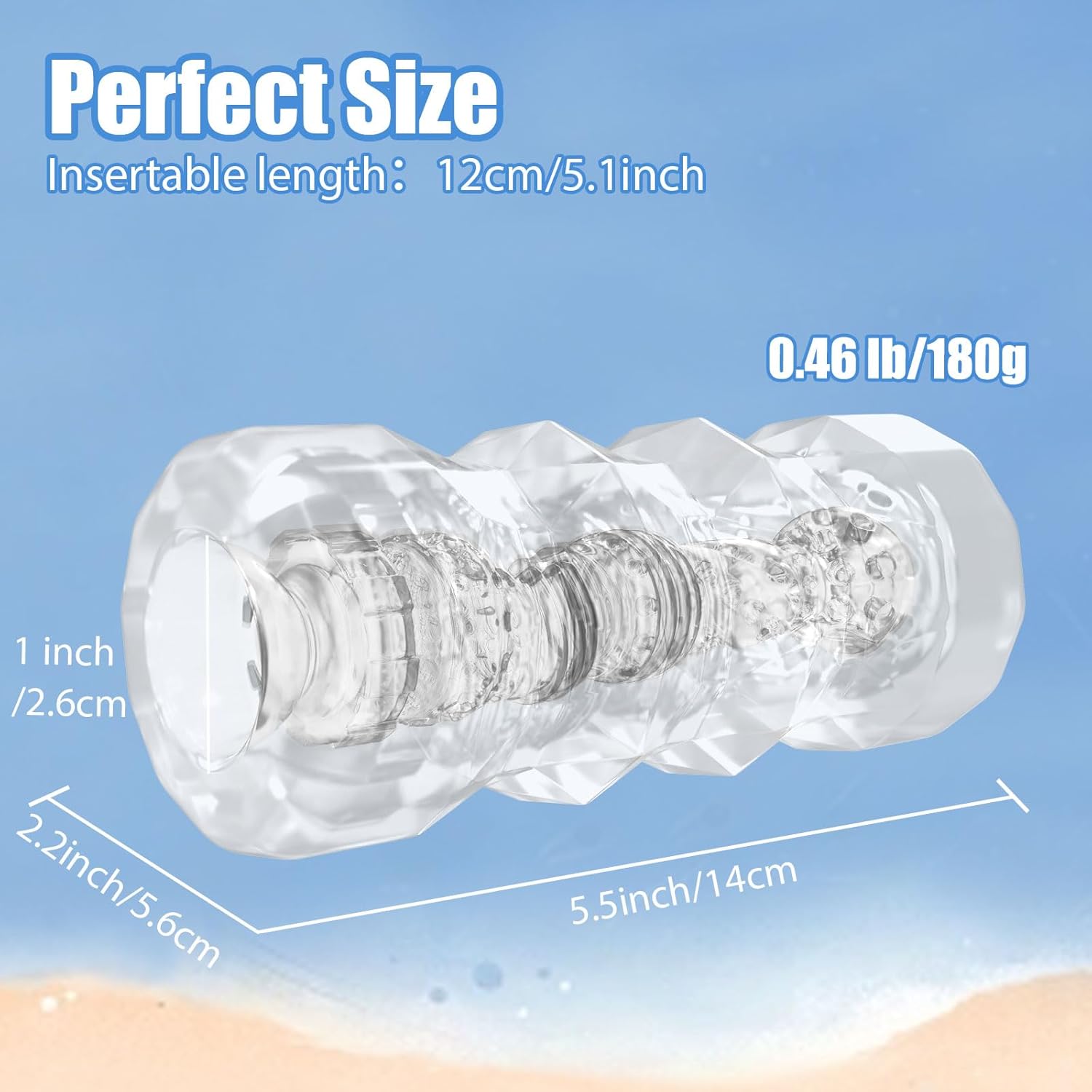 Compact Transparent Male Stroker with 3D Textured Stimulation - Image 7