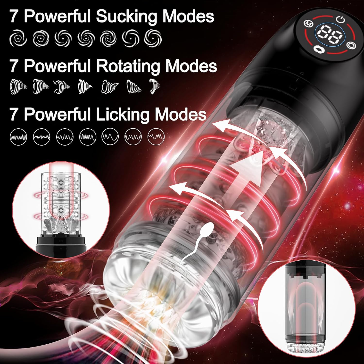 Powerful Male Masturbator Pump with 7 Modes, LCD Display, Waterproof Design - Image 2