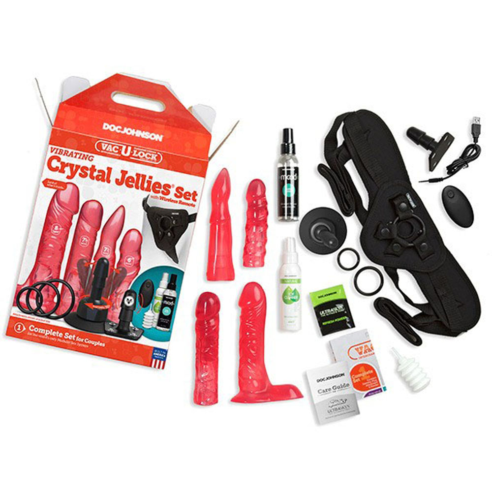 Experience Ultimate Pleasure with VACULOCK VIBRATING CRYSTAL JELLIES SET WITH WIRELESS REMOTE - Premium Quality Adult Toy