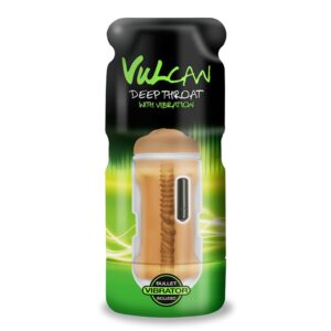 Experience Intense Pleasure with CYBERSKIN VULCAN DEEP THROAT W/VIBRATION MOCHA - Premium Male Enhancer Toy