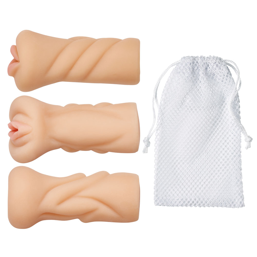 TRIO STROKER PUSSY ASS MOUTH MASTURBATOR KIT FLESH - Ultimate Pleasure Experience for Men